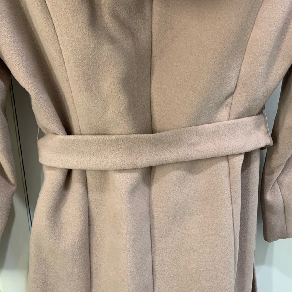 Dennis Basso Faux Fur Trim Wrap Coat NWOT - Picture 10 of 11